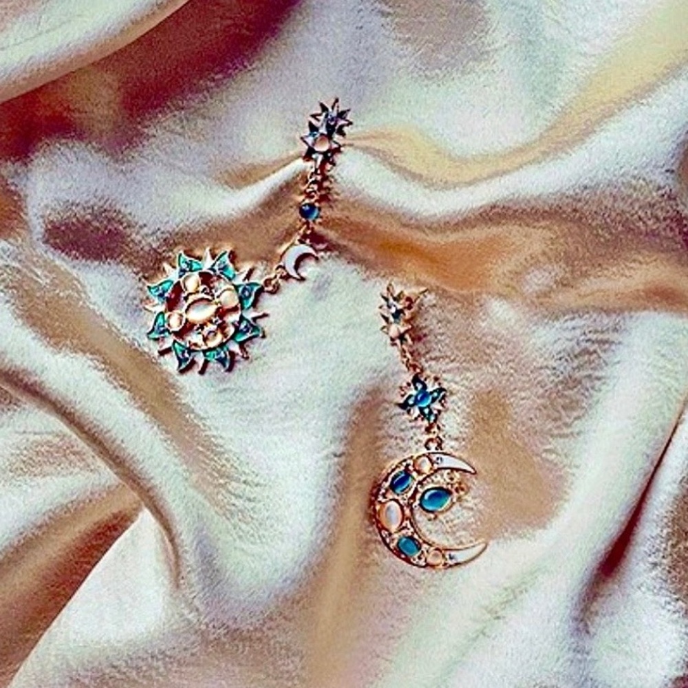 Out Of This World Sun & Moon Earrings FESTIVAL EARRINGS FESTIVAL JEWELRY - Picture 2 of 11